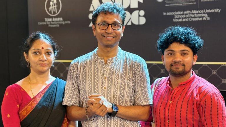 Dr. Satyajit Debnath with Sreejith Krishnan and Parvathy Menon ( Kalakshetra)